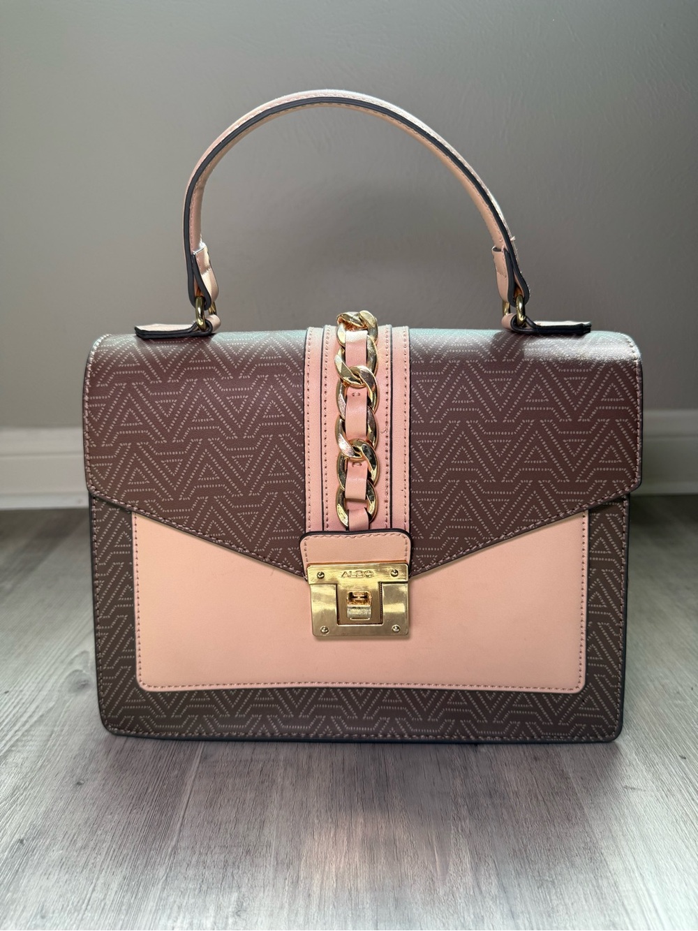 Aldo Two-Tone Pink and Brown Top Handle Satchel